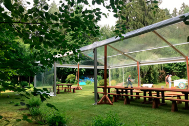 Gable roof tent for the holiday